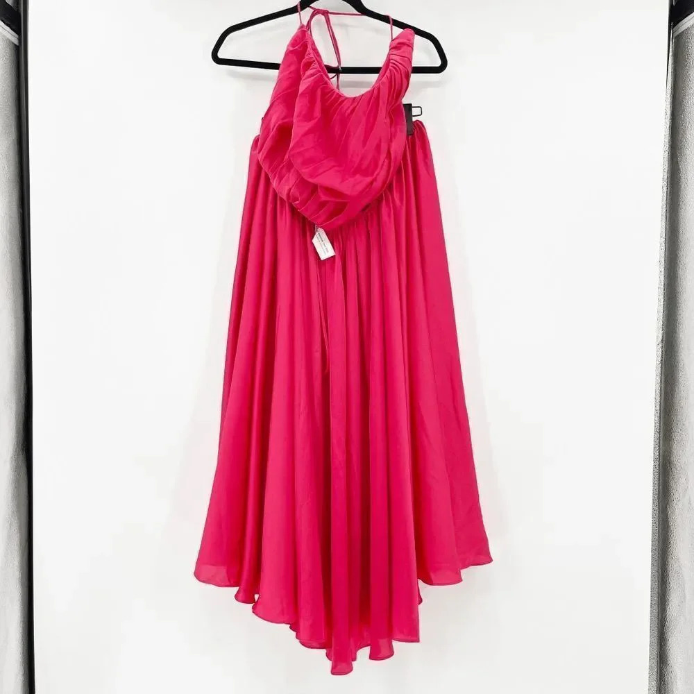 NWT Fame and Partners Maxi Dress Women's Size 22 Red Pleated Strappy Cut Out